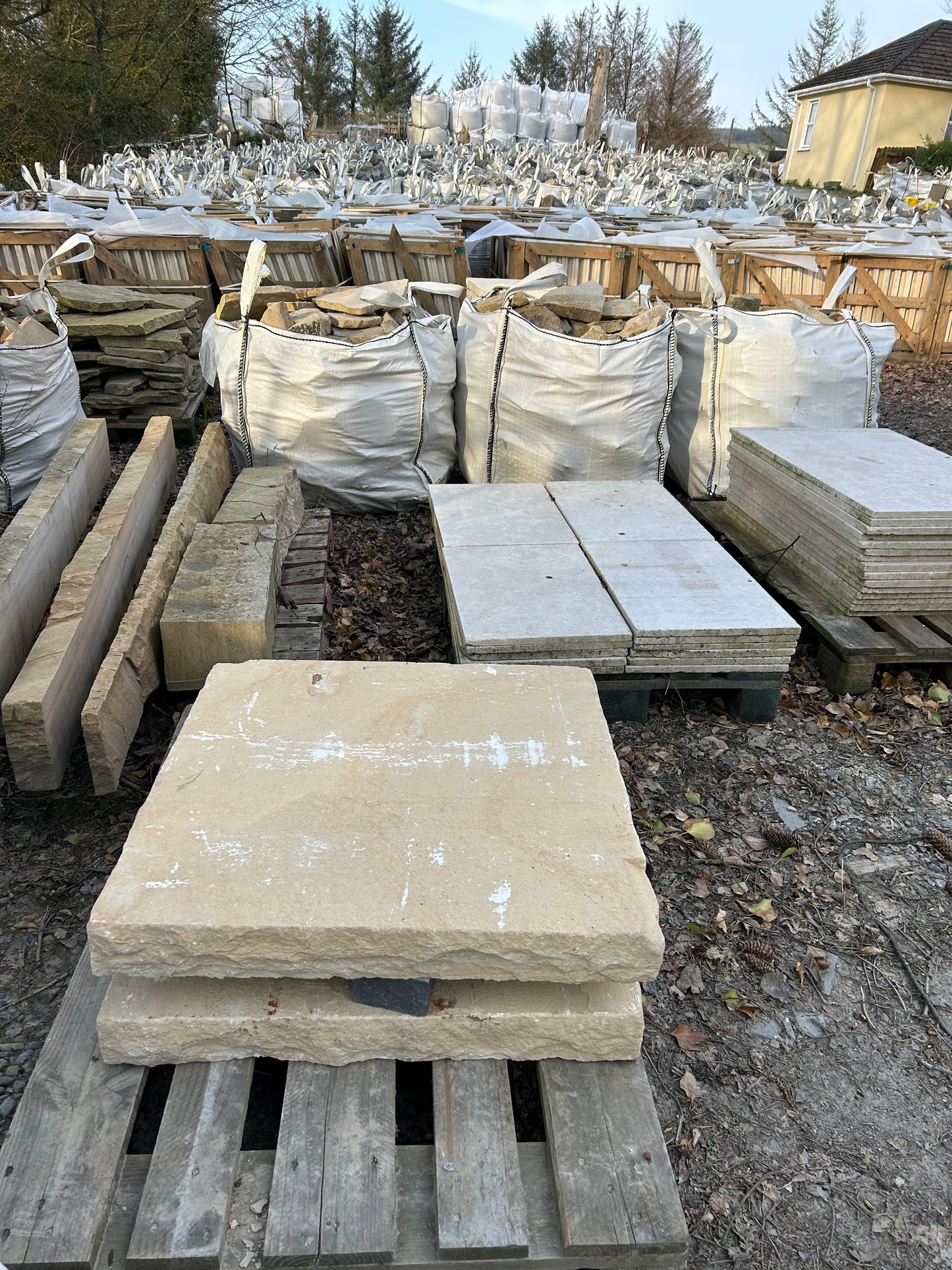 Tipperary Sandstone Pier Caps 800mm x 800mm x 80mm / chisel faced / Sold as a pair.