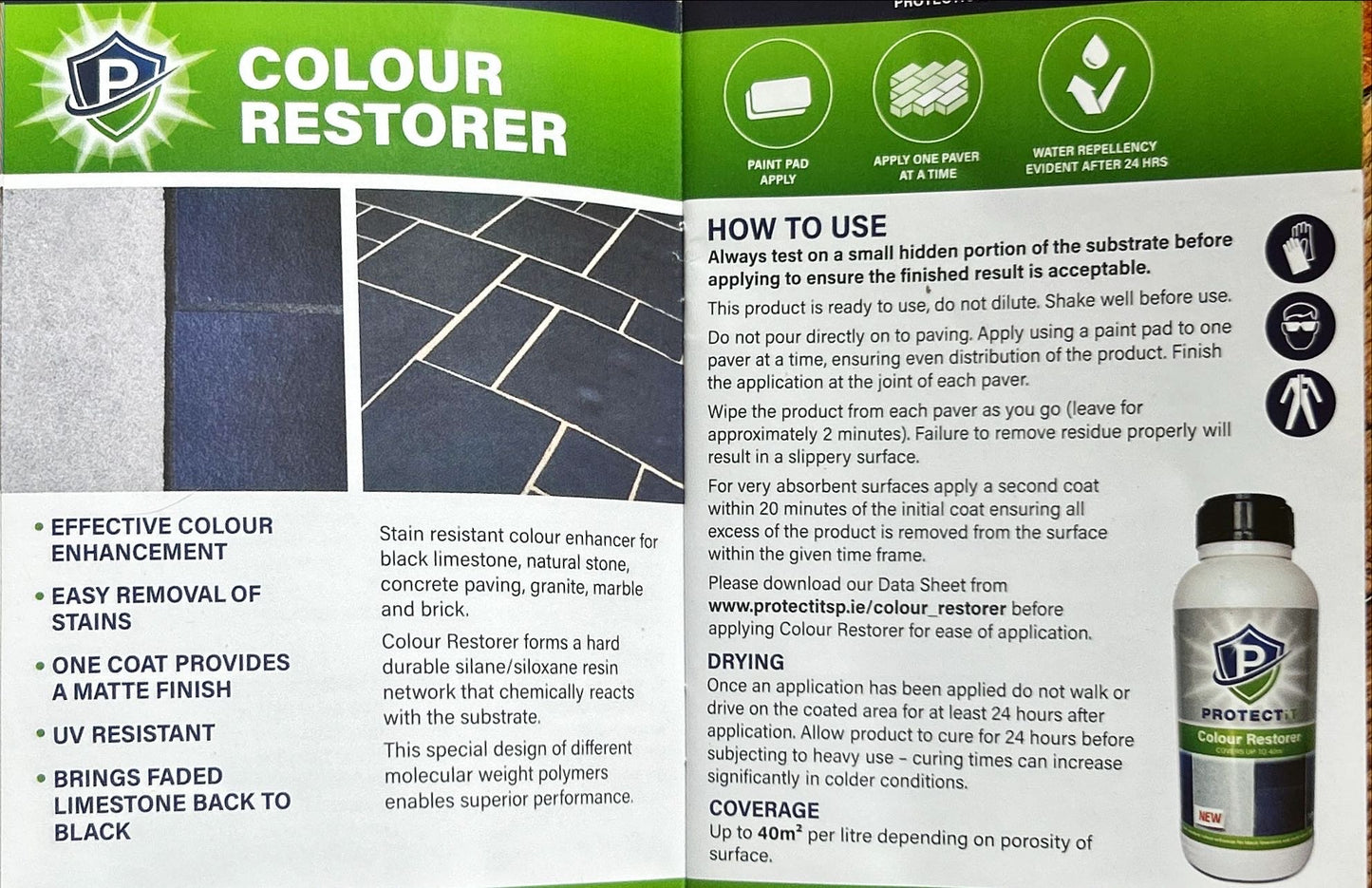 Colour Restorer for Natural Stone Paving x 1 litre bottle/ Free Delivery in Ireland