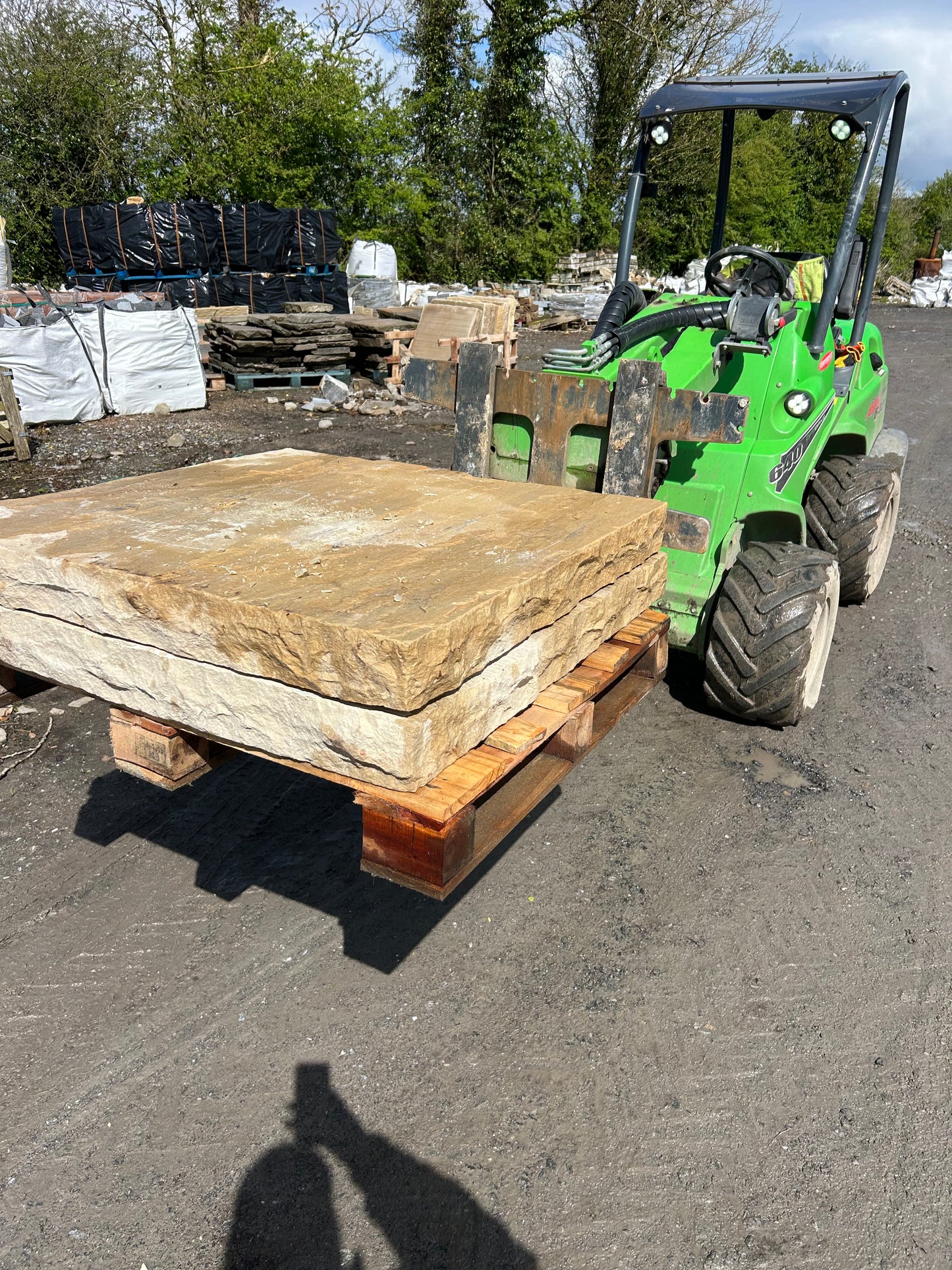 Tipperary Cream Sandstone Large 1000mm Pair of Flat Chiseled Pier Caps on pallet / free delivery Ireland