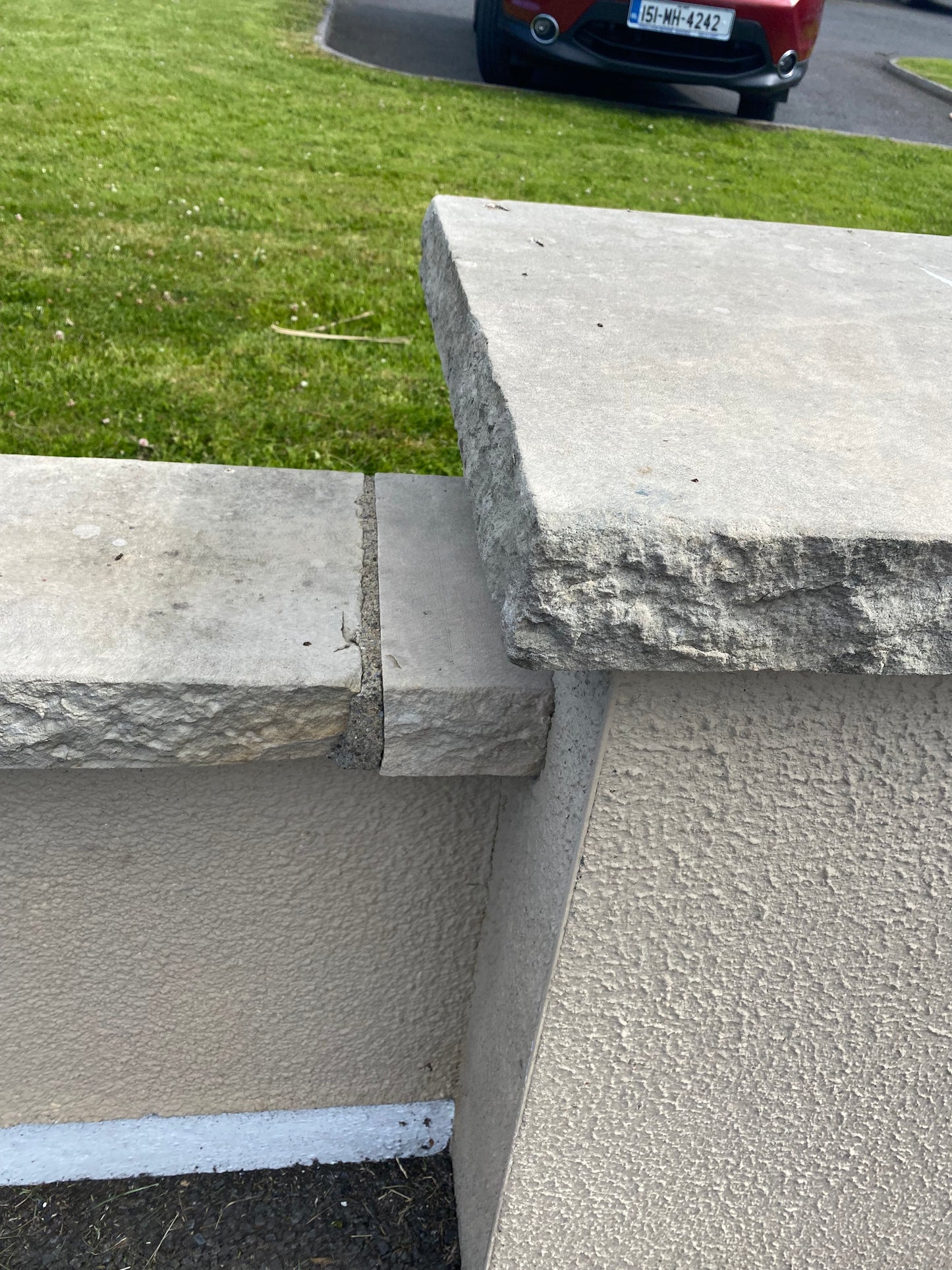 Tipperary Sandstone Pier Caps 800mm x 800mm x 80mm / chisel faced / Sold as a pair.