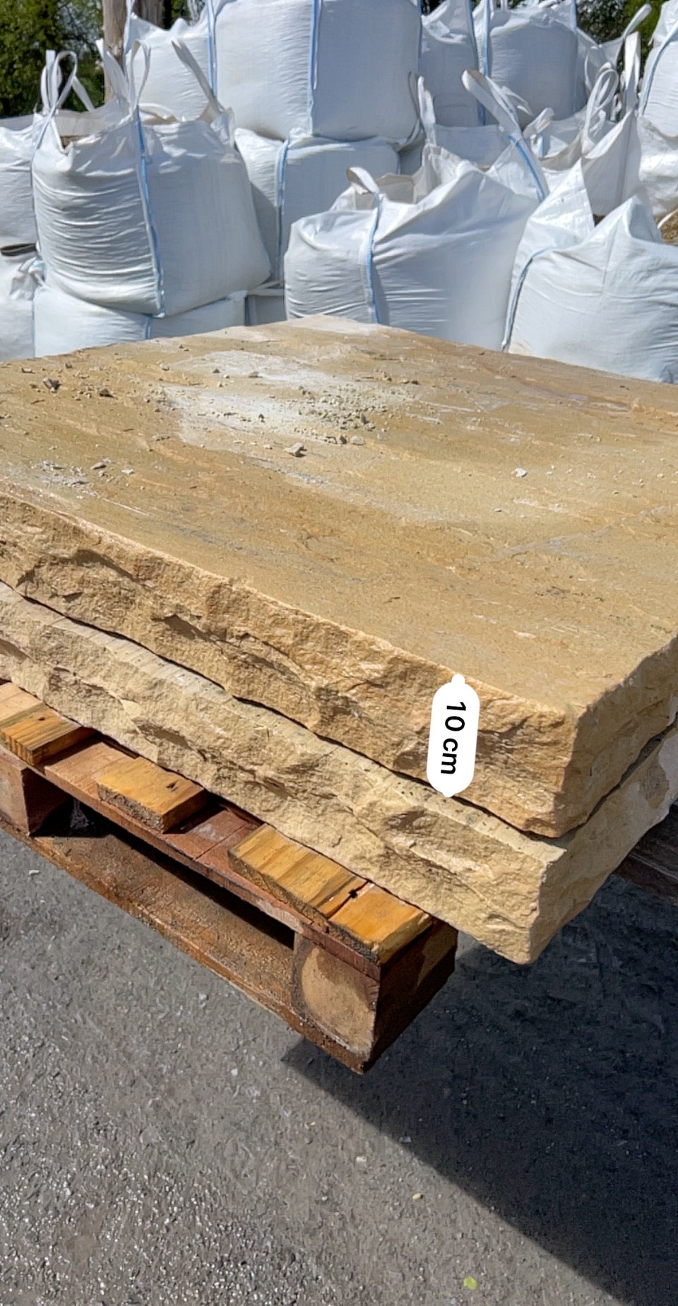 Tipperary Cream Sandstone Large 1000mm Pair of Flat Chiseled Pier Caps on pallet / free delivery Ireland
