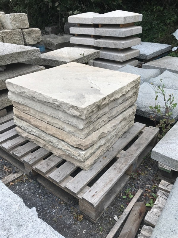 Tipperary Sandstone Pier Caps 800mm x 800mm x 80mm / chisel faced / Sold as a pair.