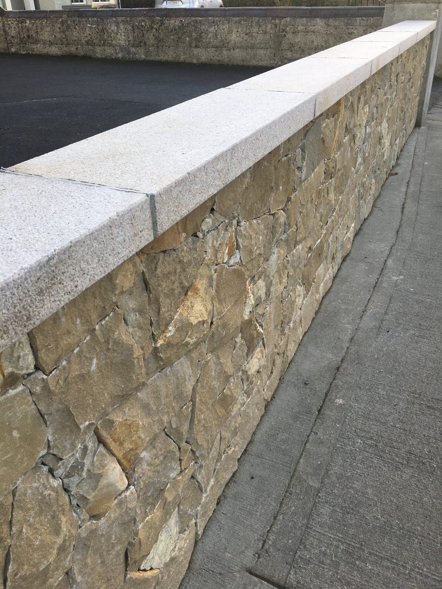Wicklow Golden Granite Wall Capping 450mm x 60mm x 10 linear meters on pallet / free delivery in Ireland
