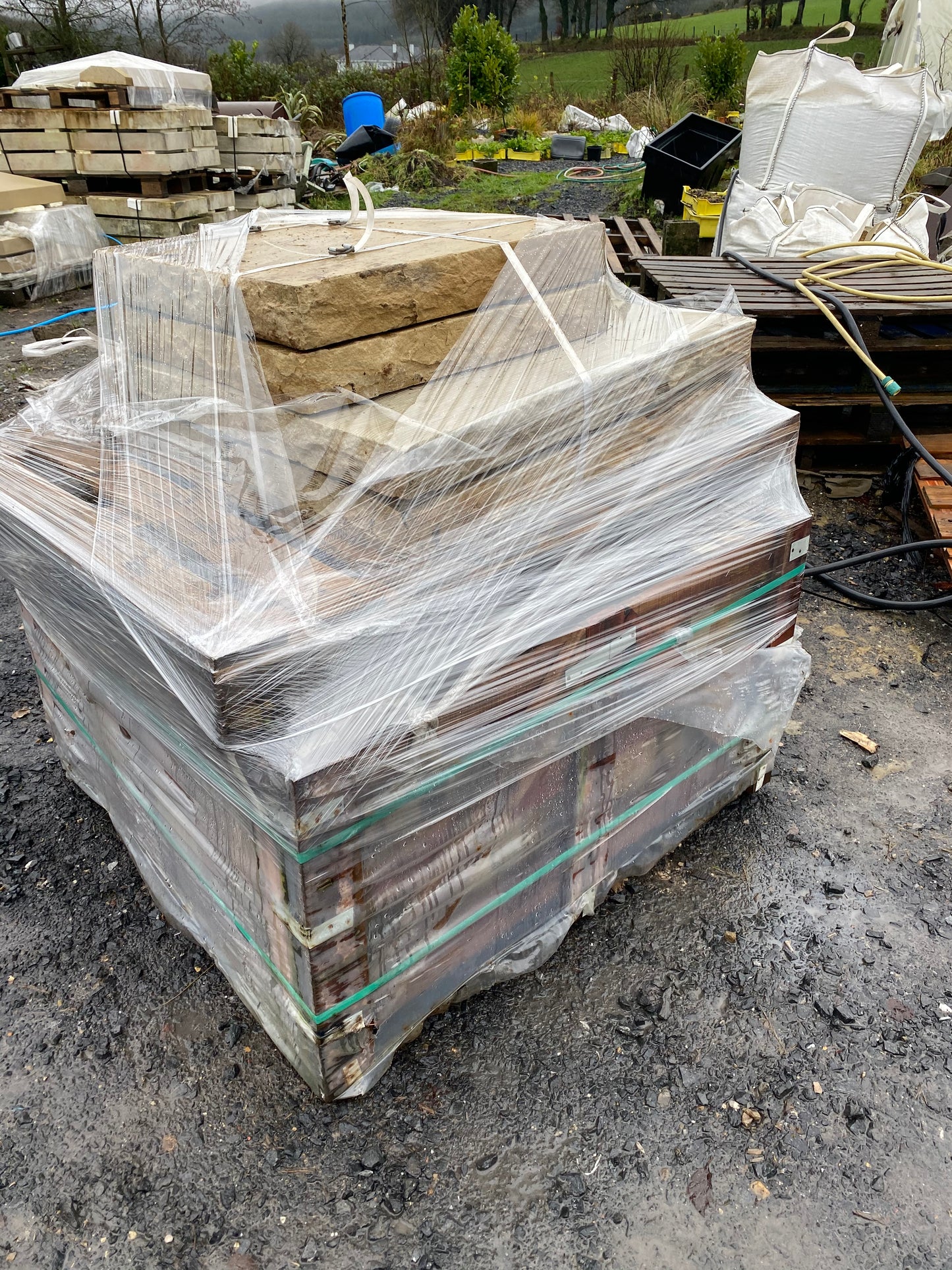 Tipperary Cream 2 x Sandstone Pier Caps 700mm x 700mm x 80mm / chisel faced