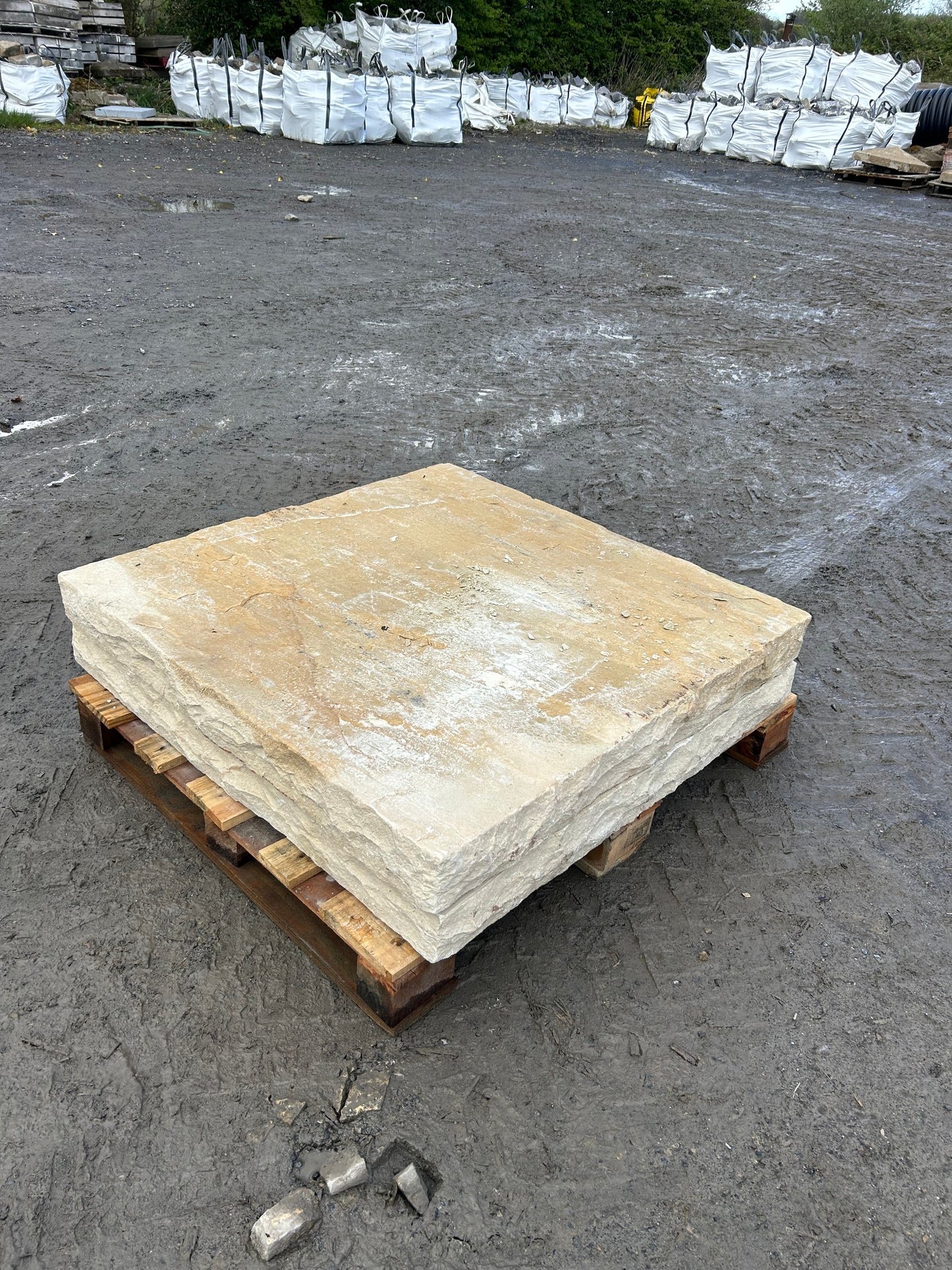Tipperary Cream Sandstone Large 1000mm Pair of Flat Chiseled Pier Caps on pallet / free delivery Ireland
