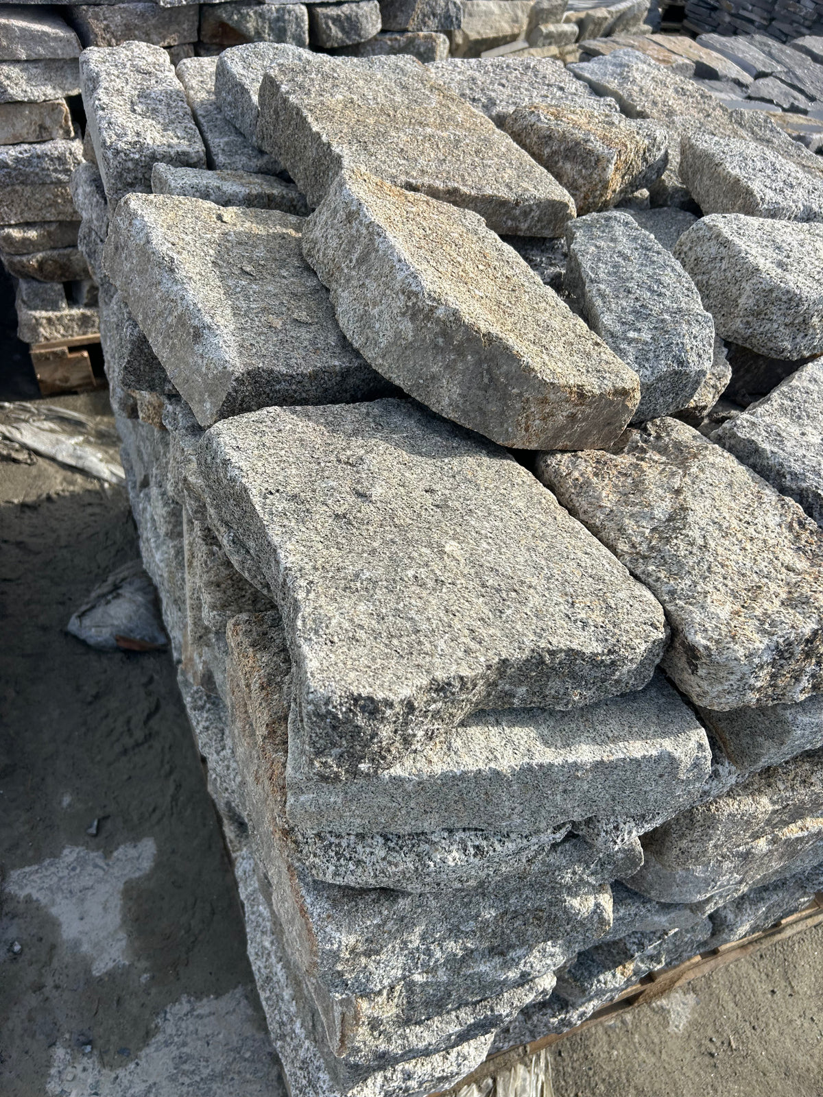 Dalkey Glacial Oatmeal Granite 75mm (T) Wall Capping x 350mm (W) x 5 linear metres on pallet/ Free Delivery in Ireland