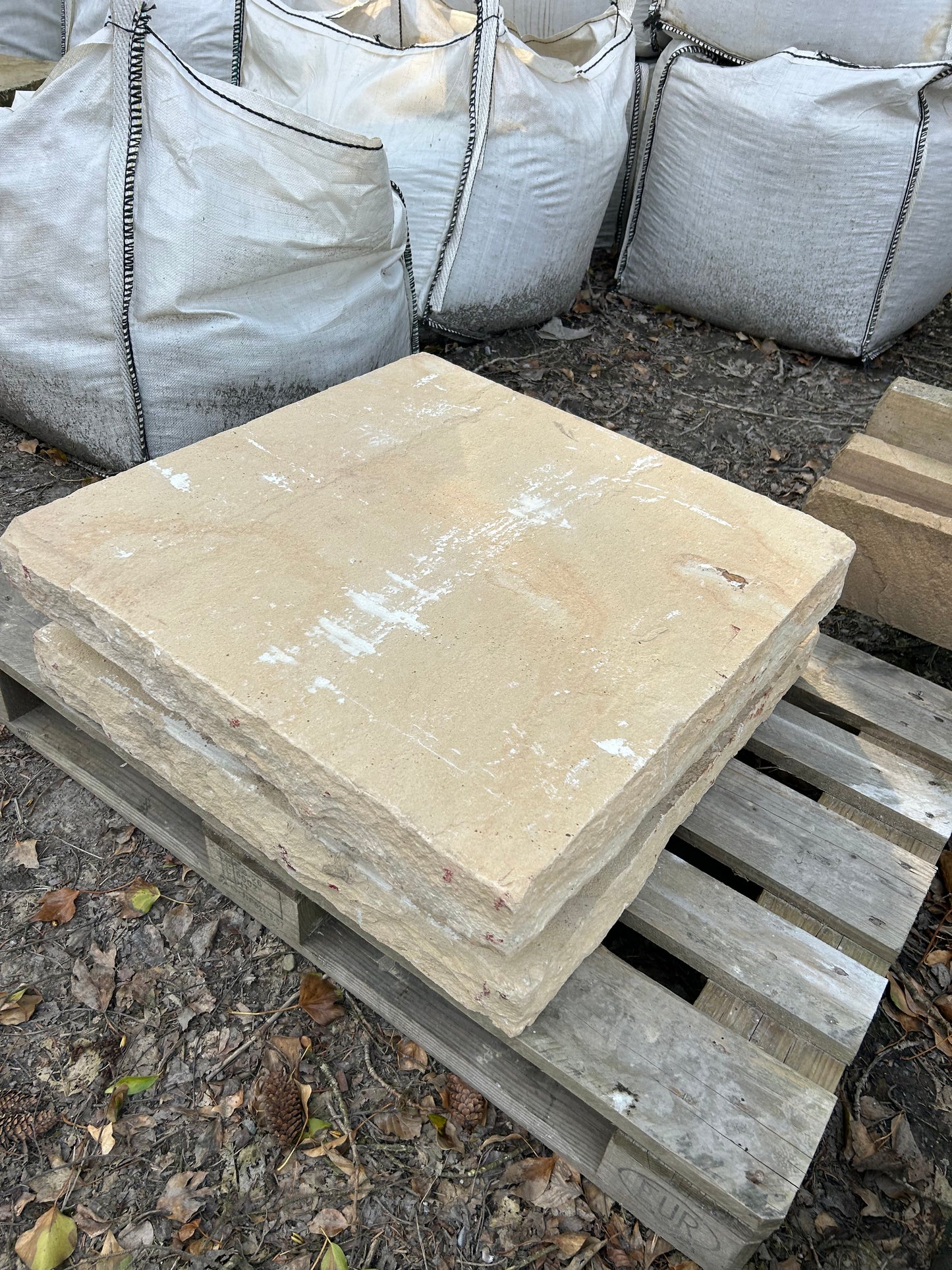 Tipperary Sandstone Pier Caps 800mm x 800mm x 80mm / chisel faced / Sold as a pair.