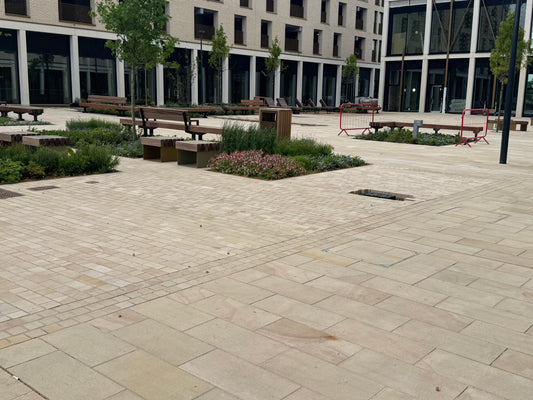 York Brown 2” depth Sandstone Flagstones 30cm x Random Lengths x 200m2 Full load deal / Free delivery in Ireland