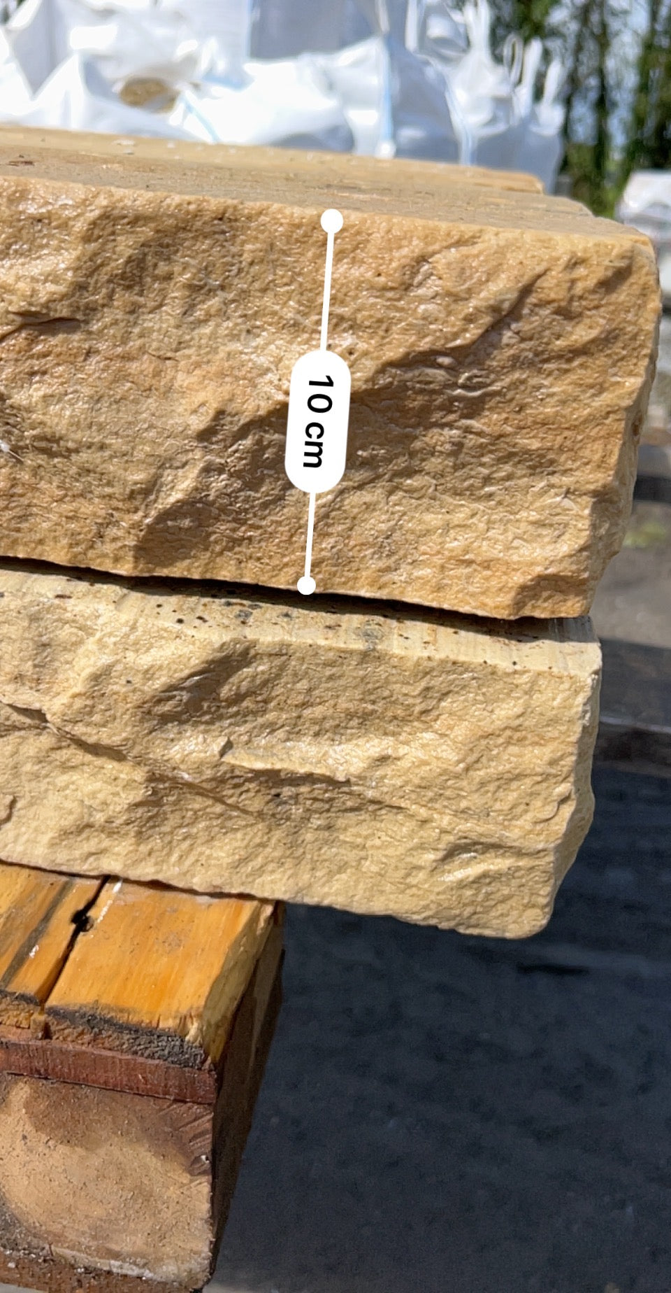 Tipperary Cream Sandstone Large 1000mm Pair of Flat Chiseled Pier Caps on pallet / free delivery Ireland
