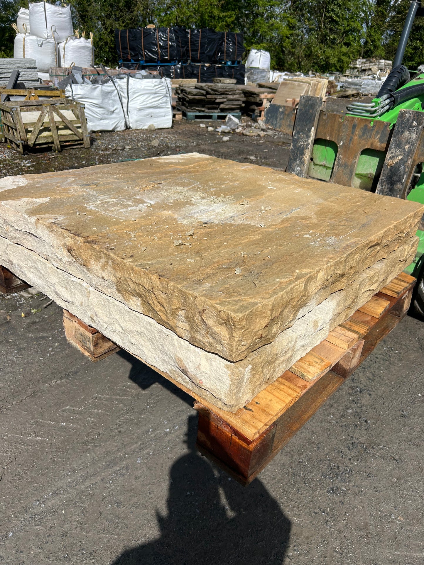 Tipperary Cream Sandstone Large 1000mm Pair of Flat Chiseled Pier Caps on pallet / free delivery Ireland