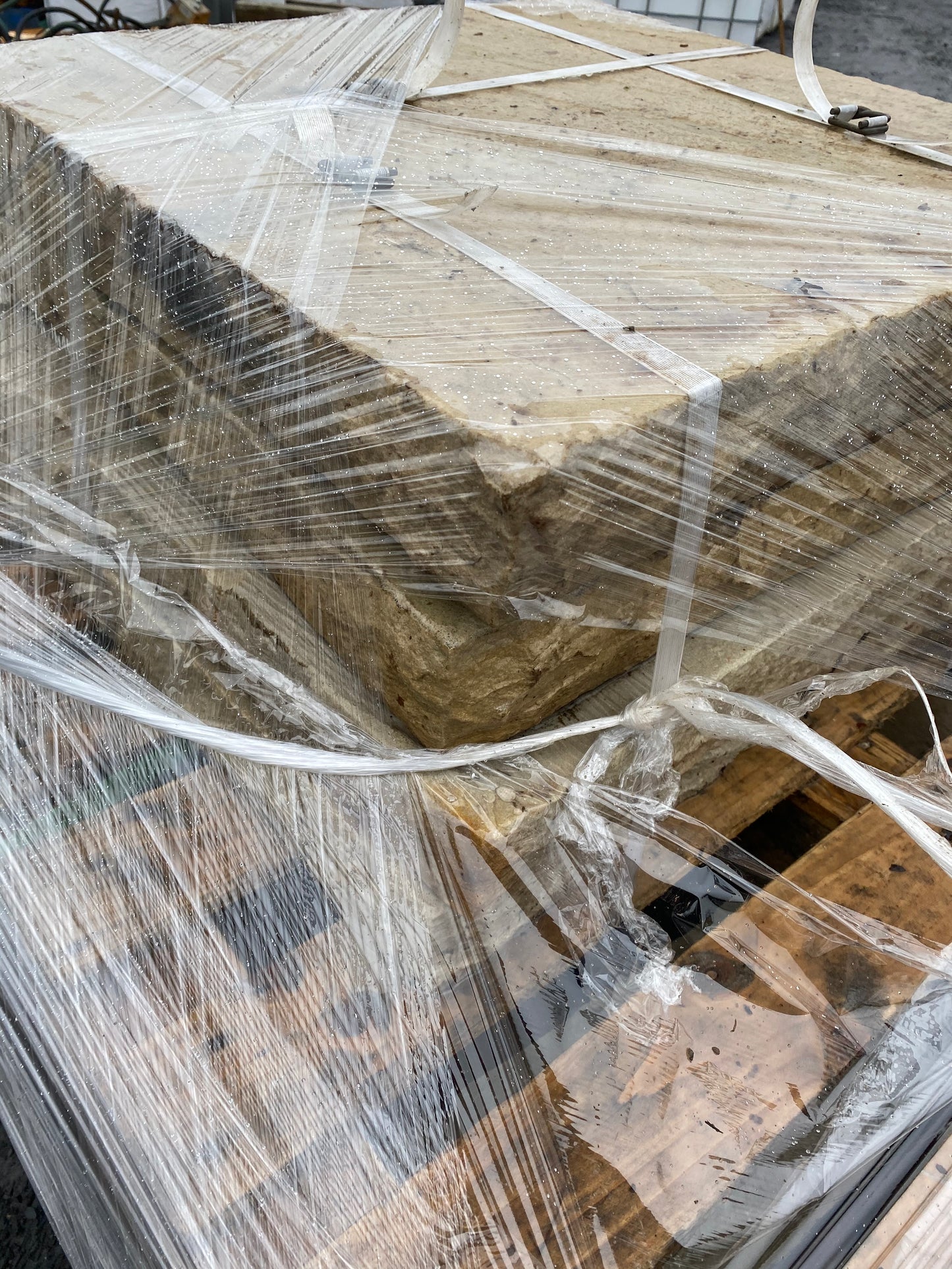 Tipperary Sandstone Pier Caps 800mm x 800mm x 80mm / chisel faced / Sold as a pair.