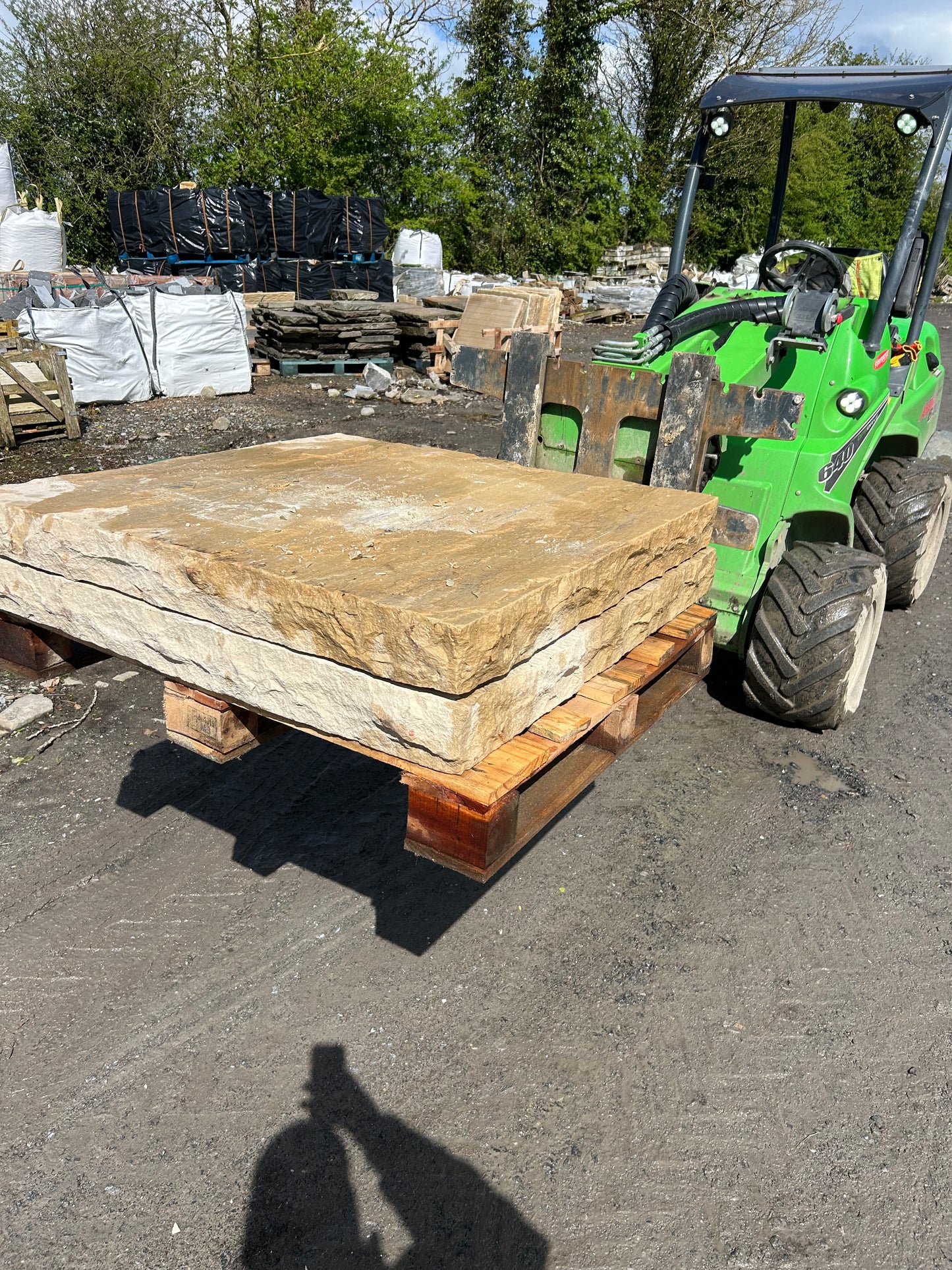 Tipperary Cream Sandstone Large 1000mm Pair of Flat Chiseled Pier Caps on pallet / free delivery Ireland