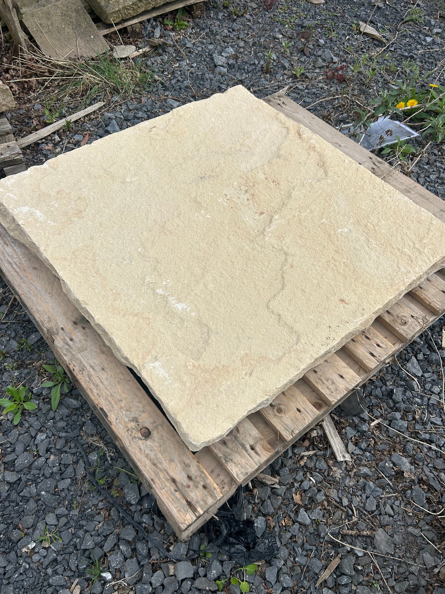 Tipperary Cream Sandstone Pair of Pier Caps 900mm x 900mm / Chiseled edge/ Free Delivery Ireland