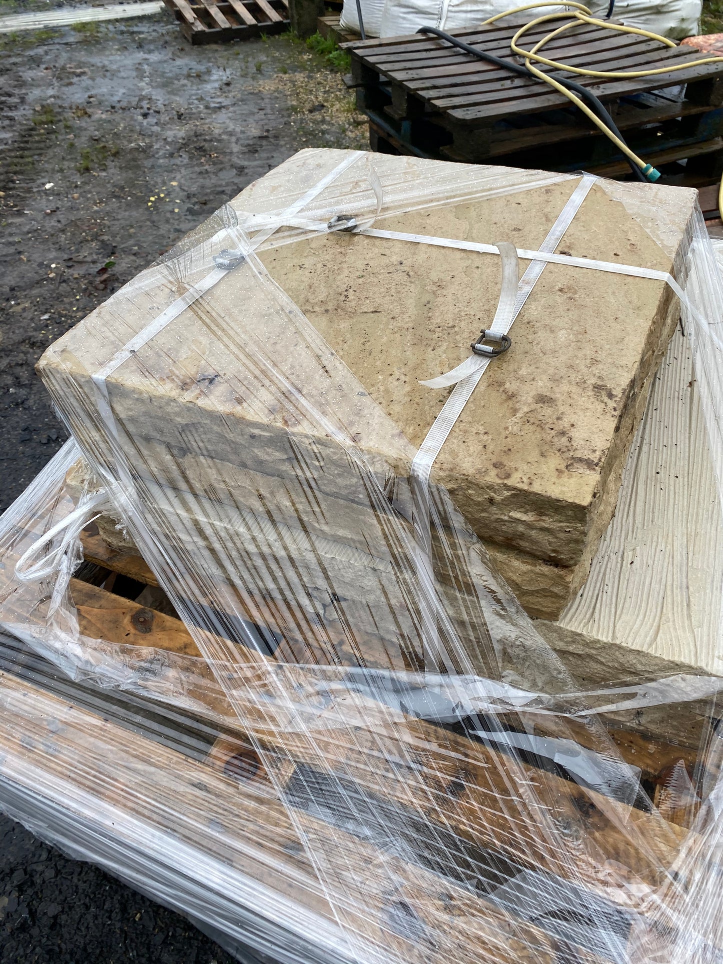 Tipperary Cream 2 x Sandstone Pier Caps 700mm x 700mm x 80mm / chisel faced