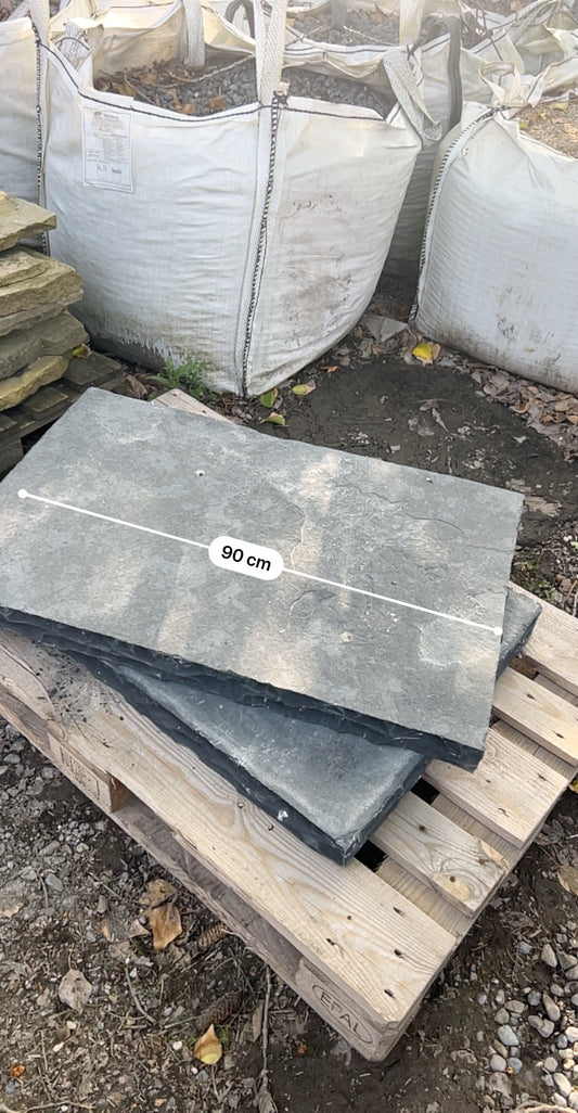 Valentia Black Limestone Chiseled Edge Pair of Steps / Hearthstones 600mm x 900mm x 70mm on pallet ( 2 pieces ) Free Delivery Ireland