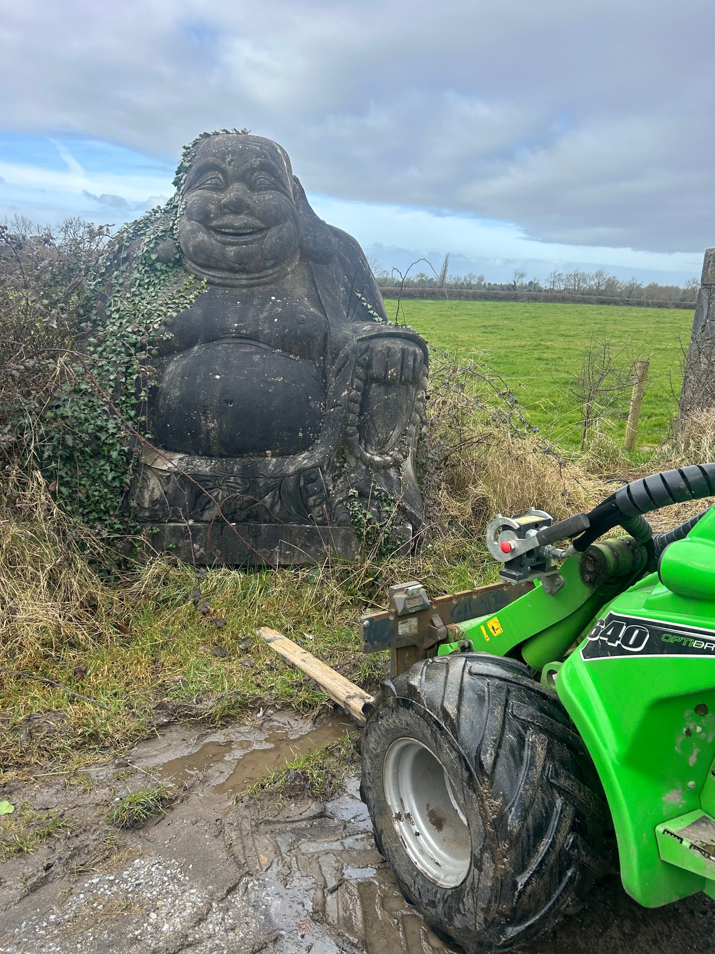 Attract Abundance , Happiness , Contentment into your life with the Large Happy Buddha Statue 2.2 m high x 8000 kilos in solid limestone natural stone / Free Delivery in Ireland