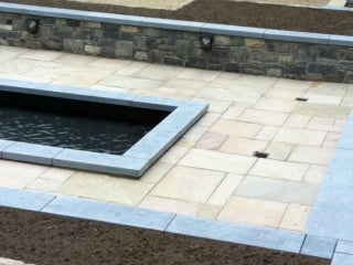 Kilkenny blue sanded limestone wall capping 600mm wide x 60mm thickness x 10 linear meters on pallet / free delivery in Ireland