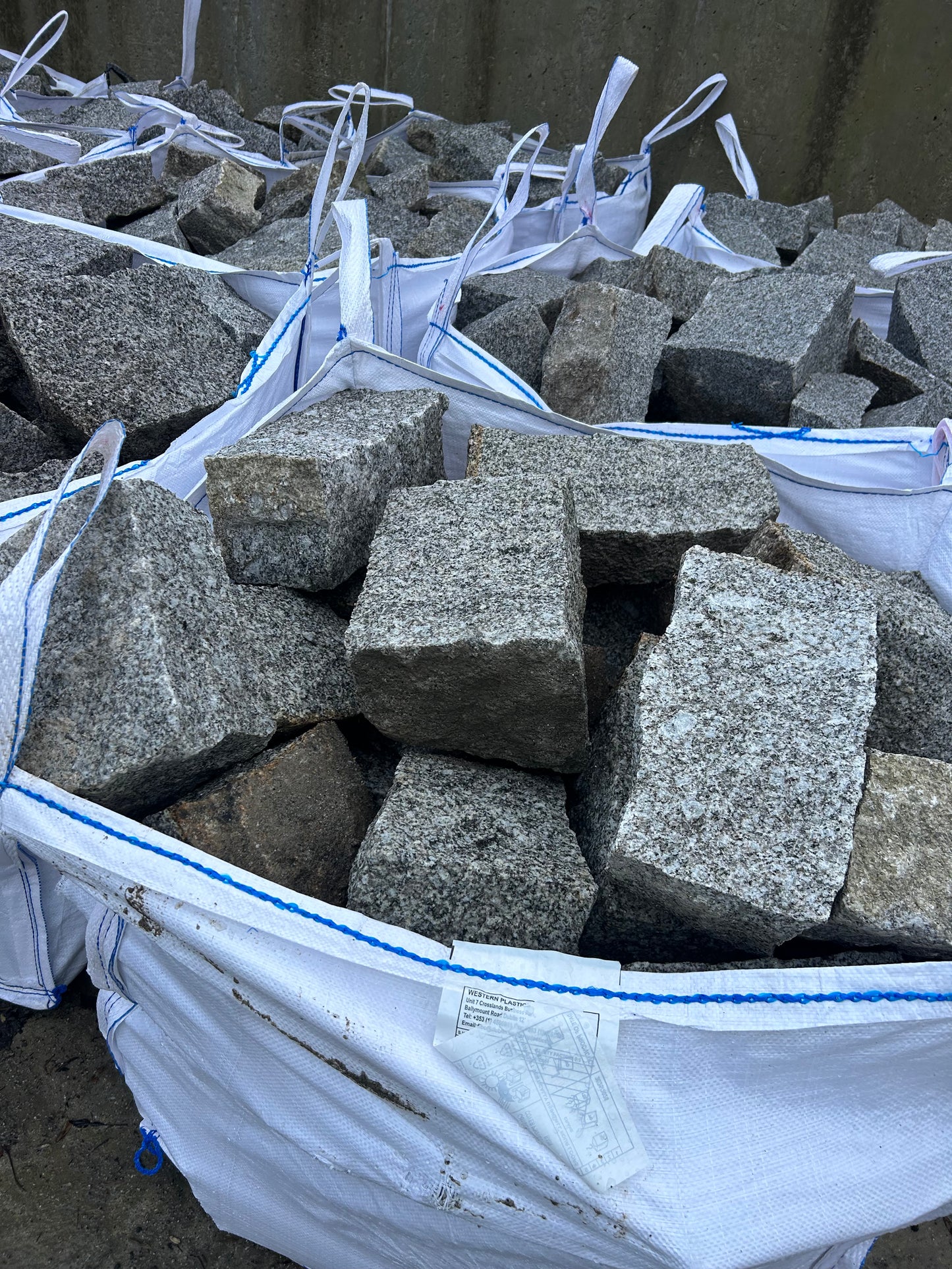 Summer Deal ! Full Artic Lorry Load x 80m2 Connemara Silver Grey Granite Guillotened Building Stone Packed in Jumbo Bulk Bags with Free Delivery in Ireland