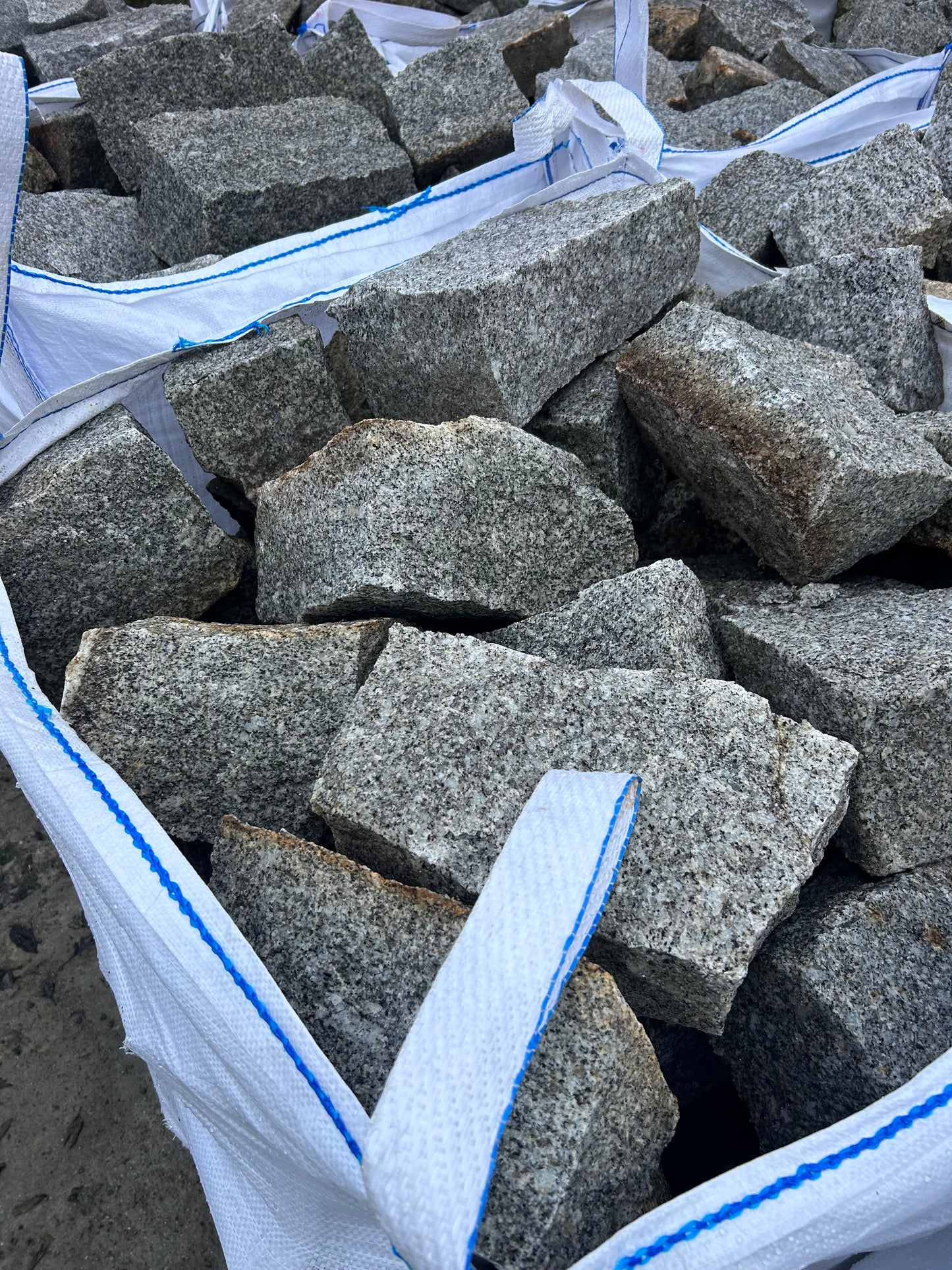 Summer Deal ! Full Artic Lorry Load x 80m2 Connemara Silver Grey Granite Guillotened Building Stone Packed in Jumbo Bulk Bags with Free Delivery in Ireland