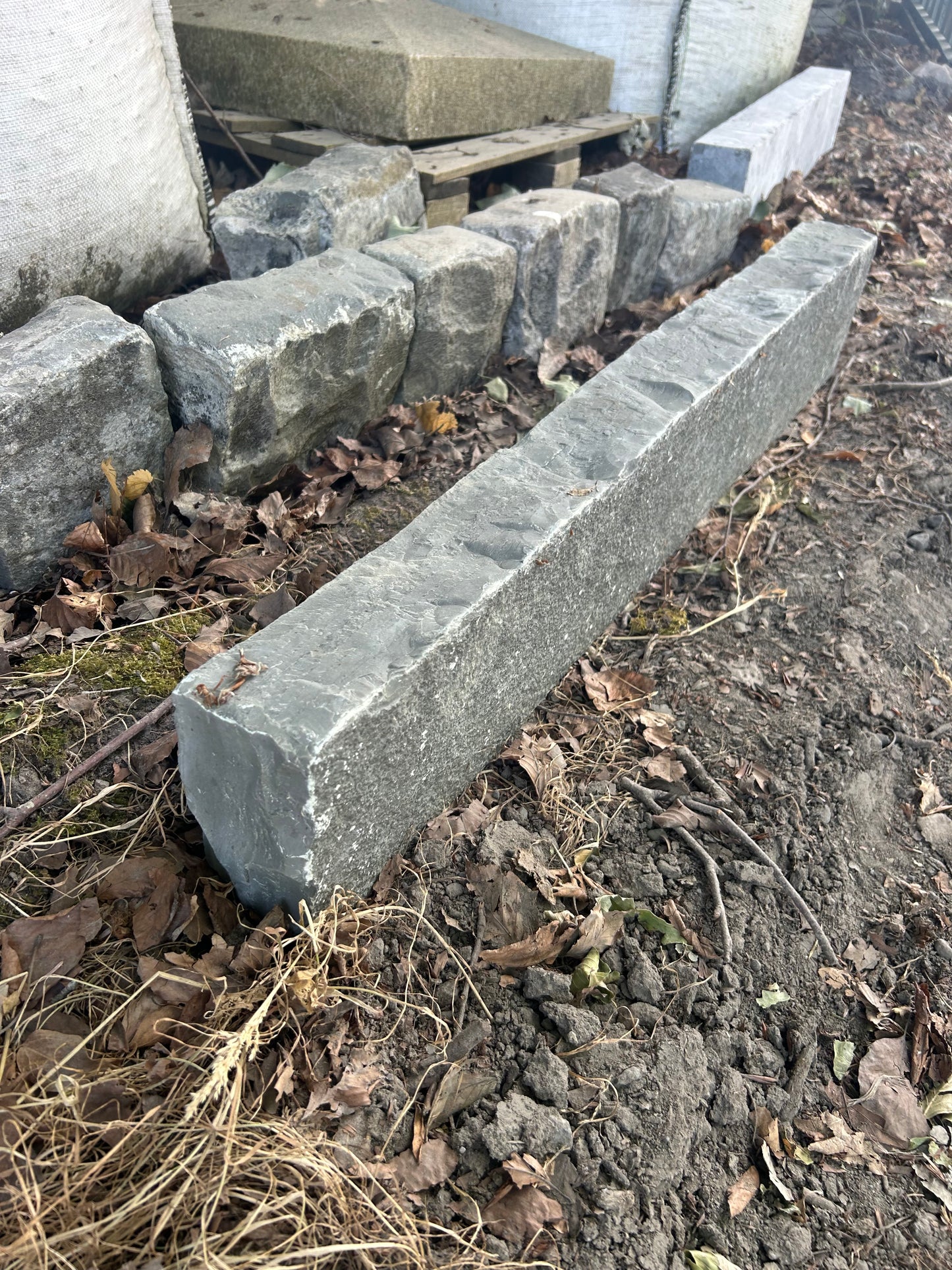 Miltown Grey Limestone Chisel Finished Driveway Kerbs 150mm H x 80mm D x 10 Lm on pallet / Free Delivery in Ireland