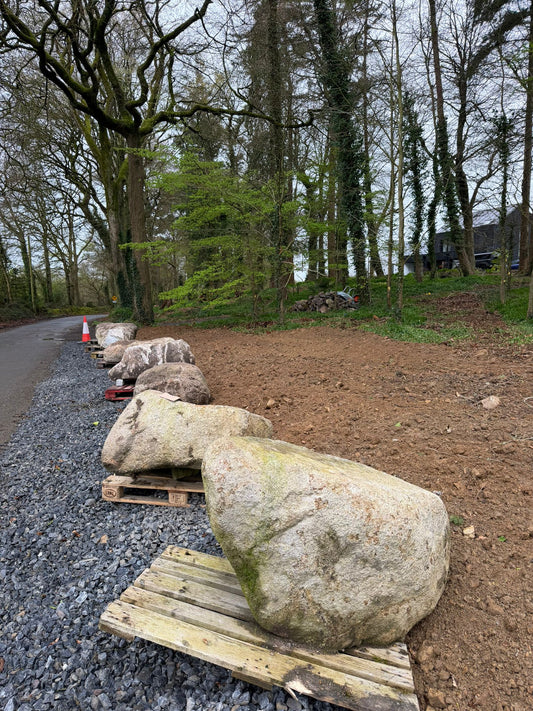 Extra Large Glacial Granite Round Landscape Boulders x 3 number / Free Delivery in Ireland