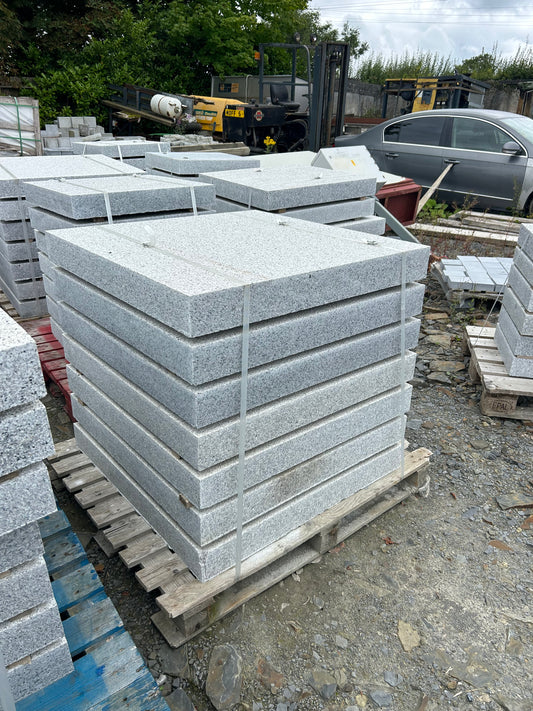 Merrion Silver Grey Granite Pier Caps ( Sold as pair ) 550mm x 550mm x 100mm / Free Delivery in Ireland