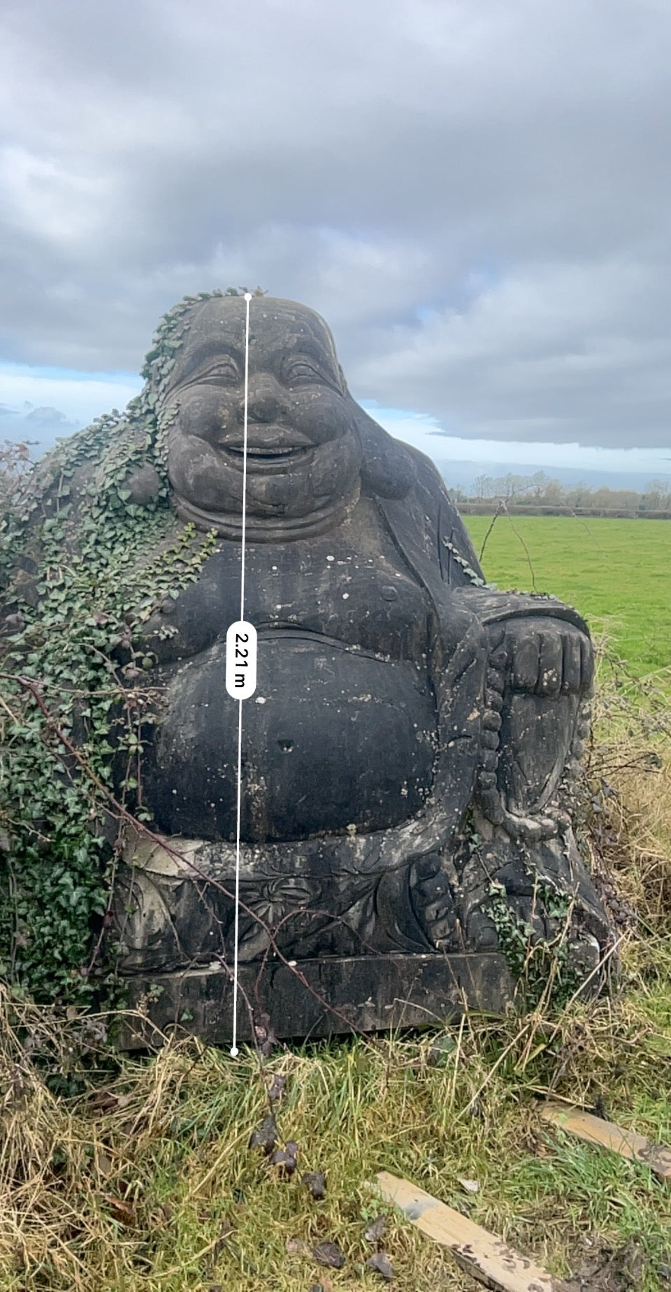 Attract Abundance , Happiness , Contentment into your life with the Large Happy Buddha Statue 2.2 m high x 8000 kilos in solid limestone natural stone / Free Delivery in Ireland