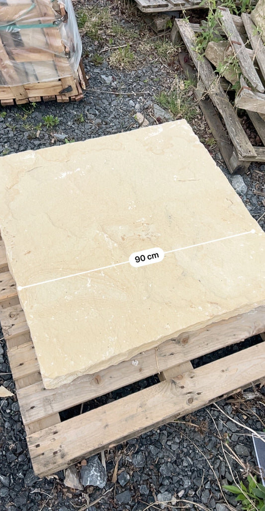 Tipperary Cream Sandstone Pair of Pier Caps 900mm x 900mm / Chiseled edge/ Free Delivery Ireland