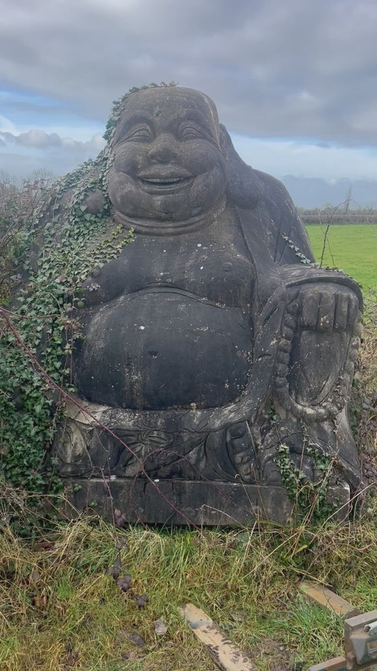 Attract Abundance , Happiness , Contentment into your life with the Large Happy Buddha Statue 2.2 m high x 8000 kilos in solid limestone natural stone / Free Delivery in Ireland